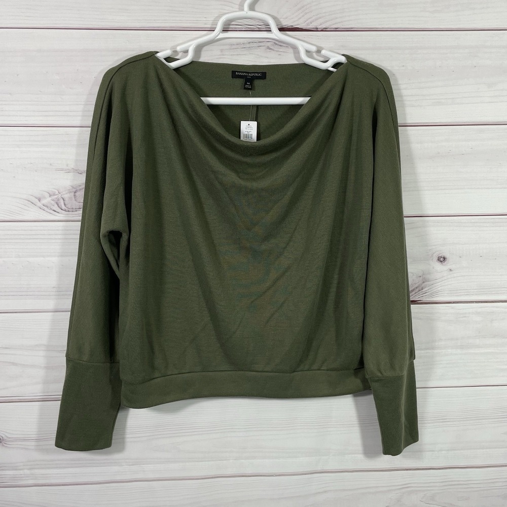 Banana Republic Sweater Top Dolan Knit Long Sleeves Womens Size M Green.